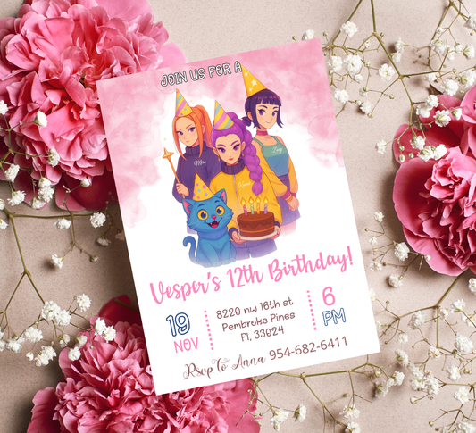 K-Pop Demon Hunters Birthday Invitation | Anime-Inspired Party Invite | Editable Digital TemplateK-Pop Demon Hunters Birthday Invitation | Anime-Inspired Party Invite | Editable Digital Template