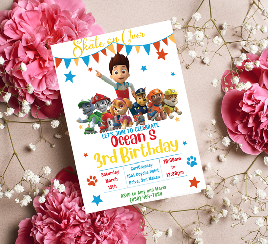 PAW Patrol PAAWty Roller Skating Birthday Invitation 🛼🐾 | Skating Party Invite | Editable Canva Template