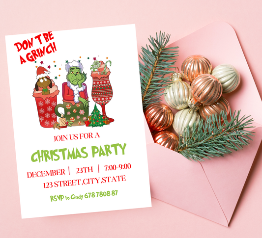 Grinchmas Winter Party Invitation ๐๐ | Christmas Holiday Party | Editable Template