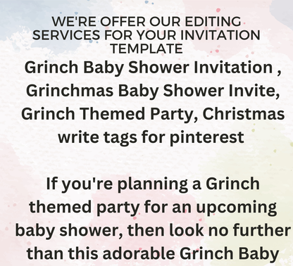 Grinch Winter Baby Shower Invitation | Christmas Baby Shower | Editable Template