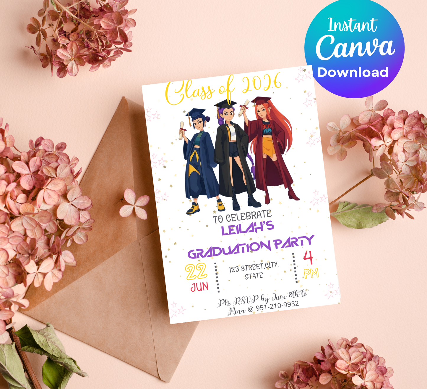 K-Pop Demon Hunters Graduation Invitation | School & Kindergarten Template