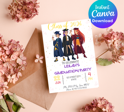 K-Pop Demon Hunters Graduation Invitation | School & Kindergarten Template