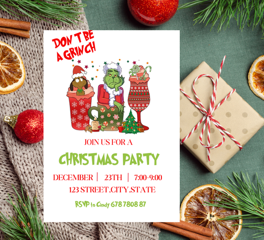 Grinchmas Winter Party Invitation 💚🎄 | Christmas Holiday Party | Editable Template