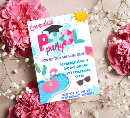 Graduation Pool Party Invitation 🎉💦 | Kindergarten & School Graduation | Summer Swim Party Invite