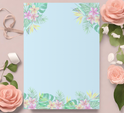 Stitch Blue With Flowers Baby Shower Invitation | Boy Baby Shower | Editable Canva Template