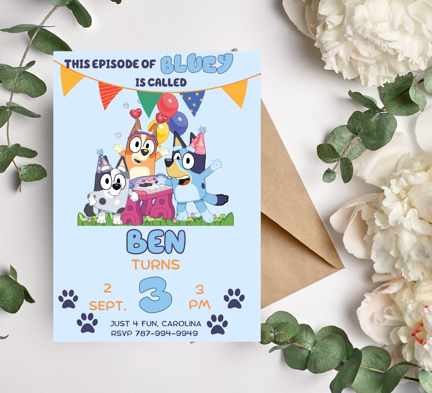 Bluey WackaDoo Birthday Invitation | Fun Kids Party Invite | Editable Canva Template