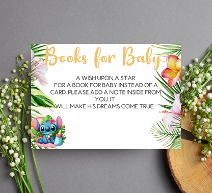 Stitch & Angel Baby Shower Games Bundle | Diaper Raffle Card & Book Request | Editable Canva Template | Stitch Gender Reveal Decor | Printable Lilo & Stitch Baby Shower Insert