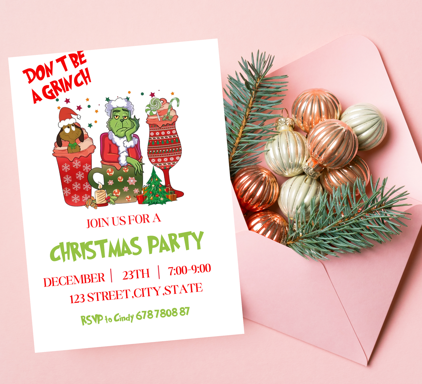 Grinchmas Winter Party Invitation 💚🎄 | Christmas Holiday Party | Editable Template