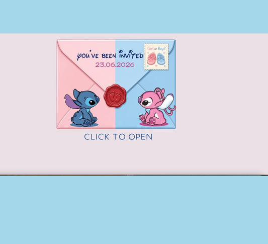 Stitch Gender Reveal Website Template with RSVP | Editable Canva