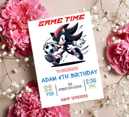 Shadow & Sonic the Hedgehog Football Birthday Invitation | Sports Theme Kids Party | Editable Canva Template | Printable Game Day Invite