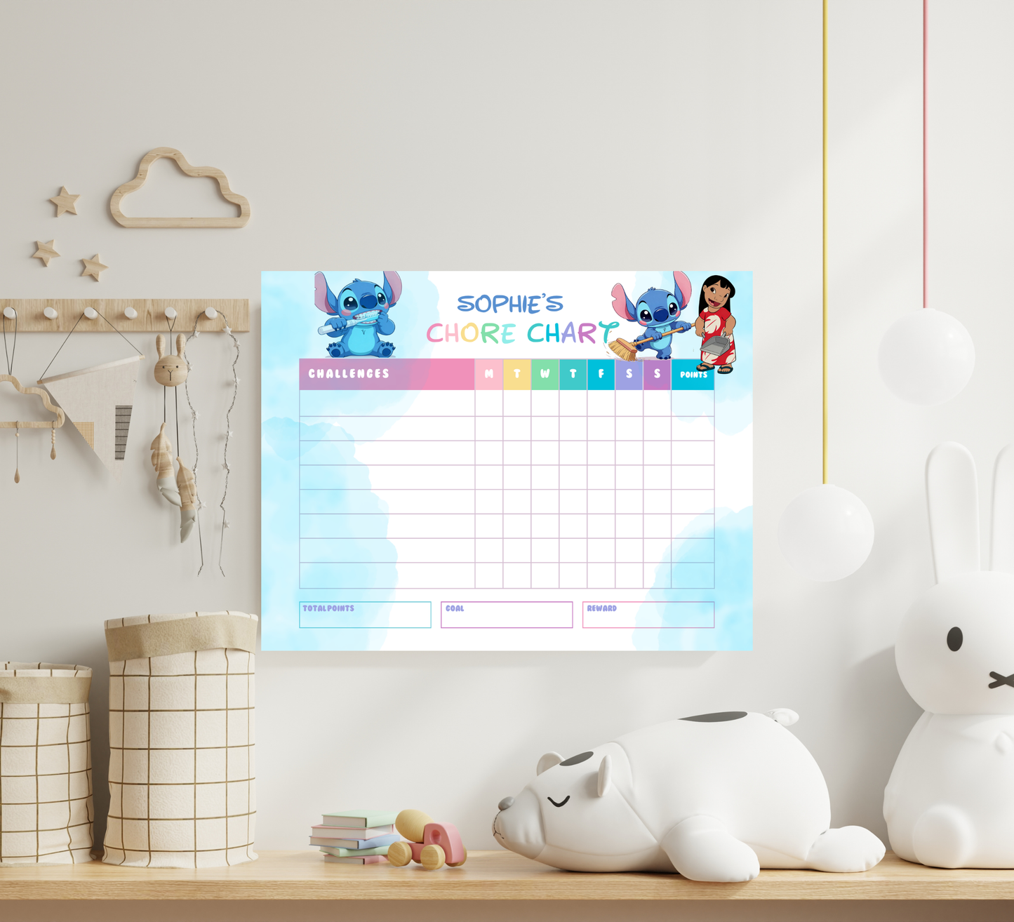 Lilo & Stitch Reward Chart – Editable Canva Template – Daily Chore Chart & Behavior Tracker – Tropical Kids Checklist Printable