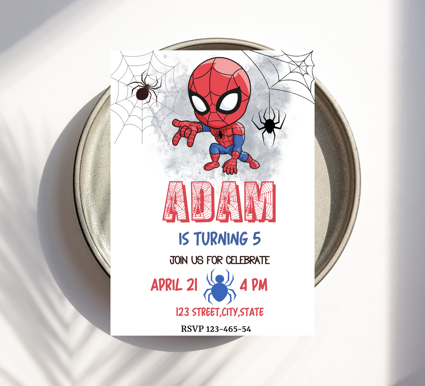 Spider-Man Birthday Invitation | Kids Superhero Party | Editable Canva Template