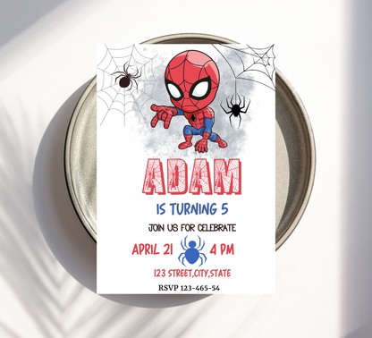 Spider-Man Birthday Invitation | Kids Superhero Party | Editable Canva Template