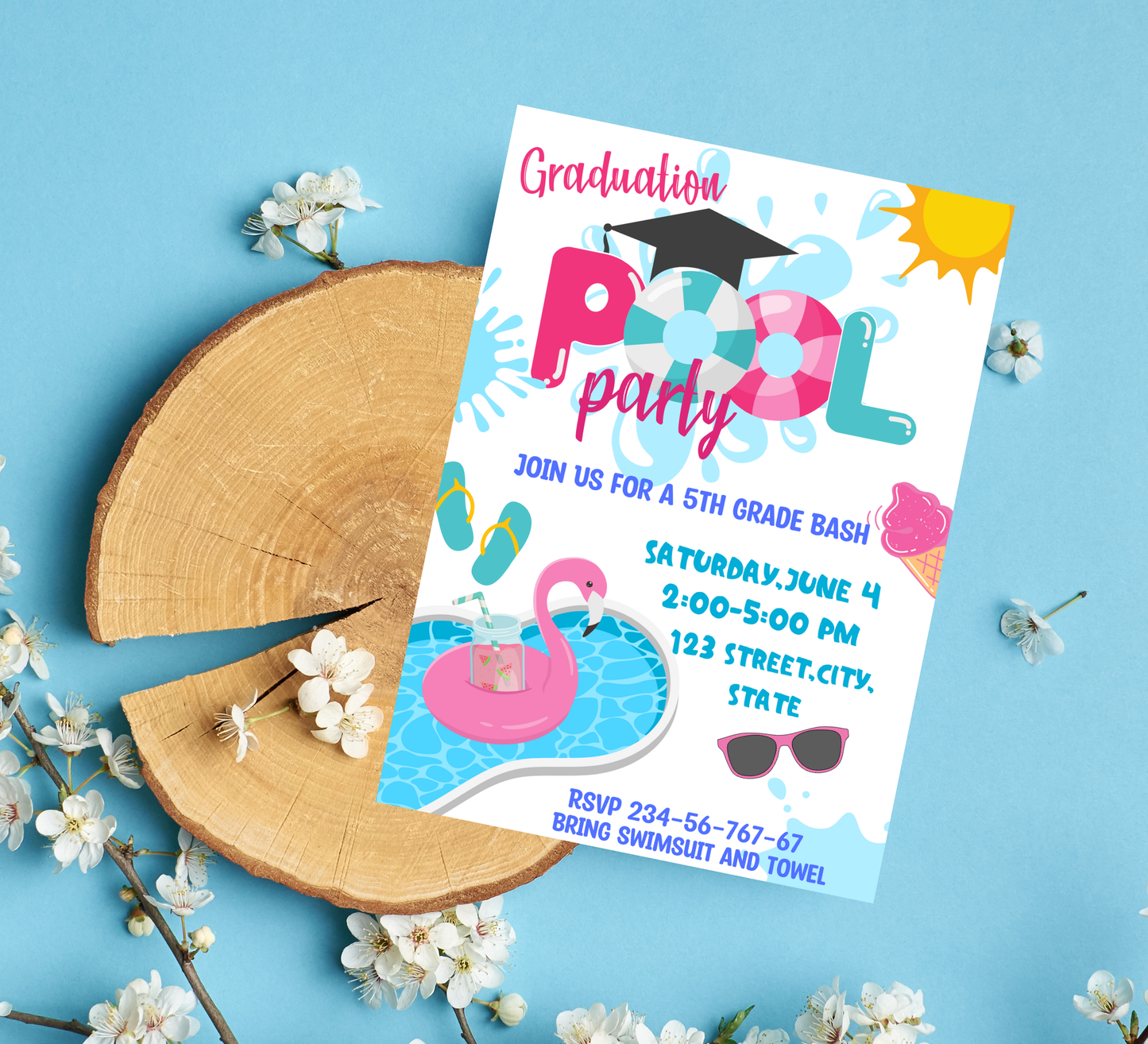 Graduation Pool Party Invitation 🎉💦 | Kindergarten & School Graduation | Summer Swim Party Invite