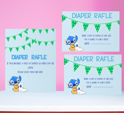 Stitch Gender Reveal Blue & Pink Wipper Raffle Sign + Tickets 💙💗 | Baby Shower Game | Editable Template