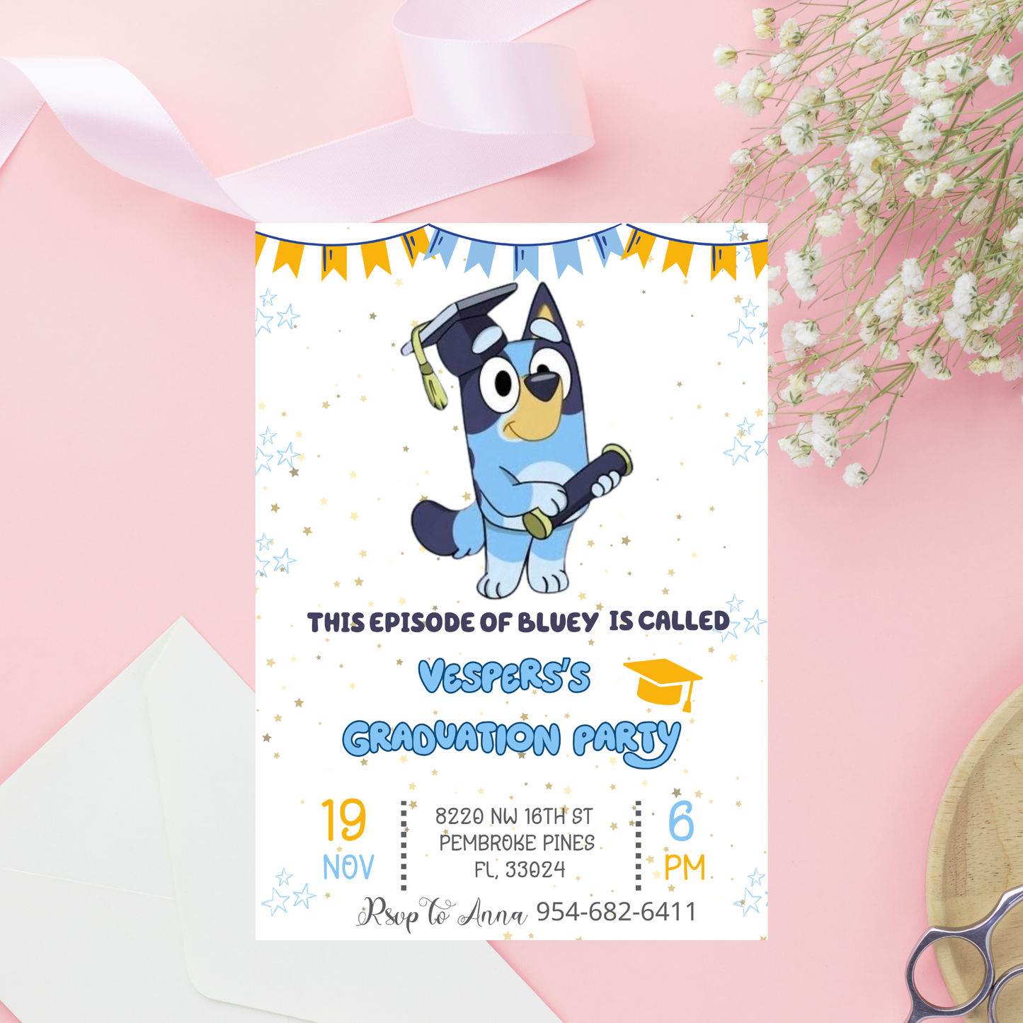Bluey Graduation Invitation | Kindergarten & Preschool Celebration | Editable School Invite