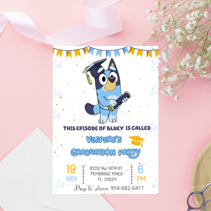 Bluey Graduation Invitation | Kindergarten & Preschool Celebration | Editable School Invite