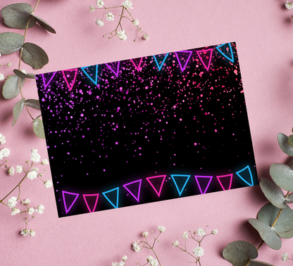 Stitch Neon Birthday Invitation with Photos | Glow Party Invite | Editable Canva Template