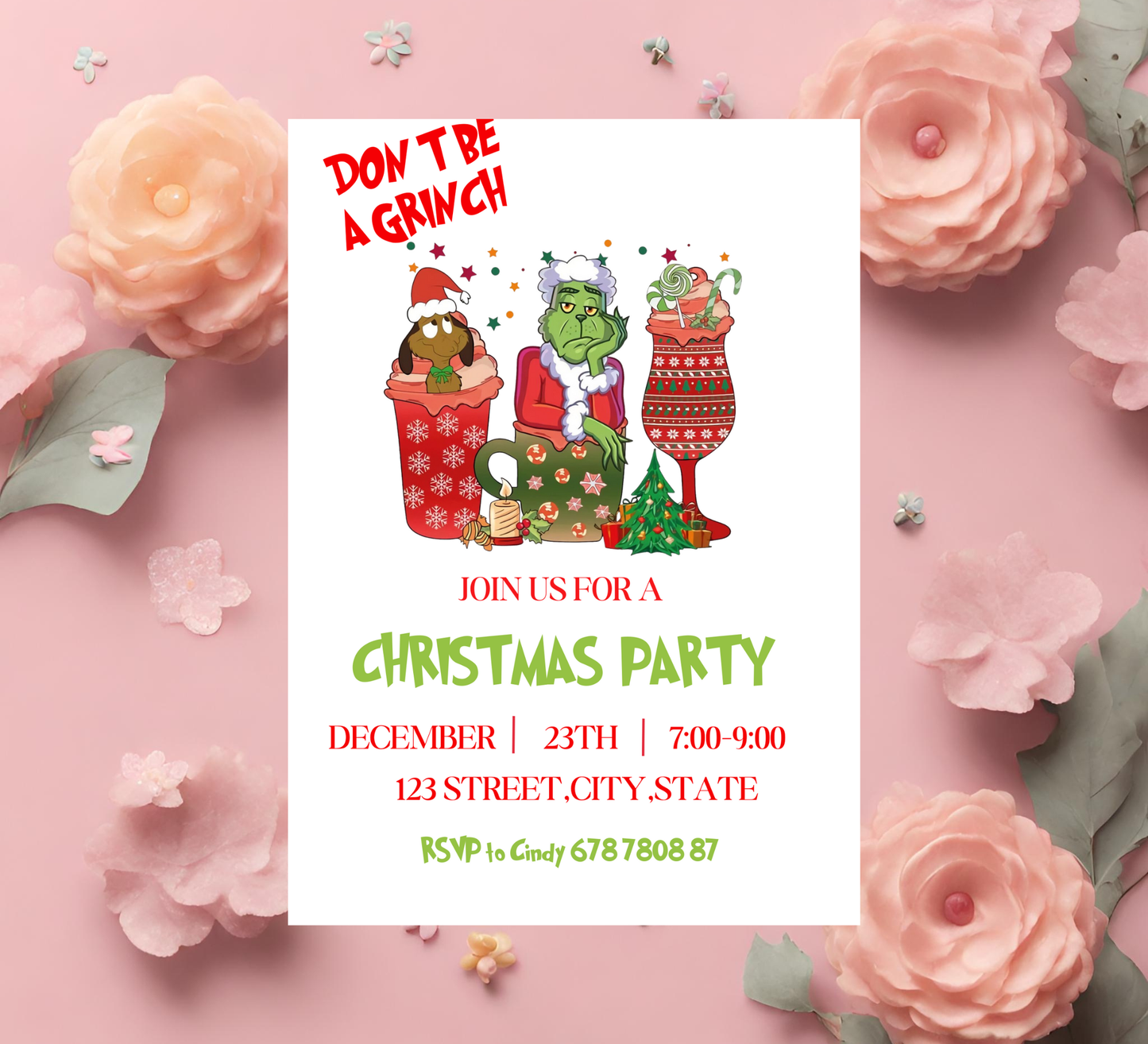 Grinchmas Winter Party Invitation 💚🎄 | Christmas Holiday Party | Editable Template