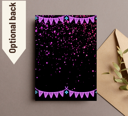 Kuromi Neon Birthday Invitation | Kawaii Glow Party Invite | Editable Canva Template | Cute Sanrio Neon Birthday Invitation