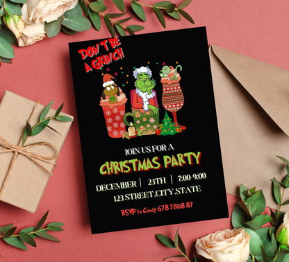 Grinch Christmas Winter Party Invitation | Grinchmas Holiday Invite | Editable Template