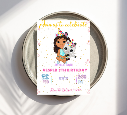 Gabby’s Dollhouse Birthday Invitation | Editable Canva Template | Kids Party Invite | Printable Girls Birthday Invitation