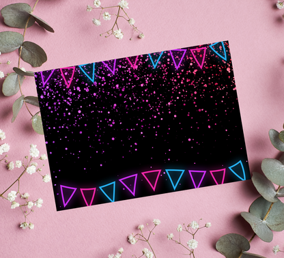Stitch Neon Birthday Invitation with Photos | Editable Canva Template | Glow Party Invite | Printable Kids Birthday Invitation