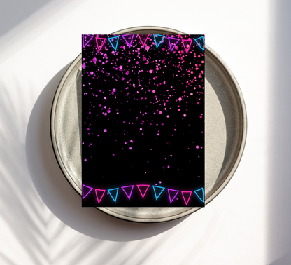 Stitch Neon Sleepover Birthday Invitation 🌙✨ | Glow Slumber Party Invite | Editable Canva Template