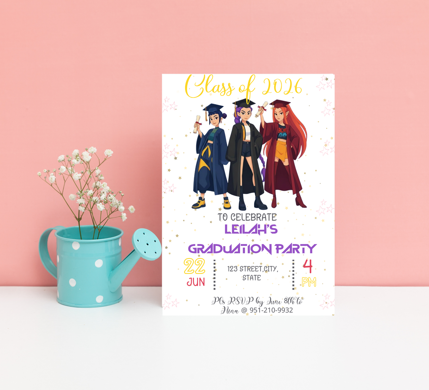K-Pop Demon Hunters Graduation Invitation | School & Kindergarten Template