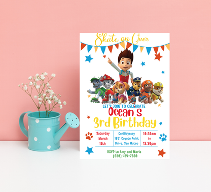PAW Patrol PAAWty Roller Skating Birthday Invitation 🛼🐾 | Skating Party Invite | Editable Canva Template