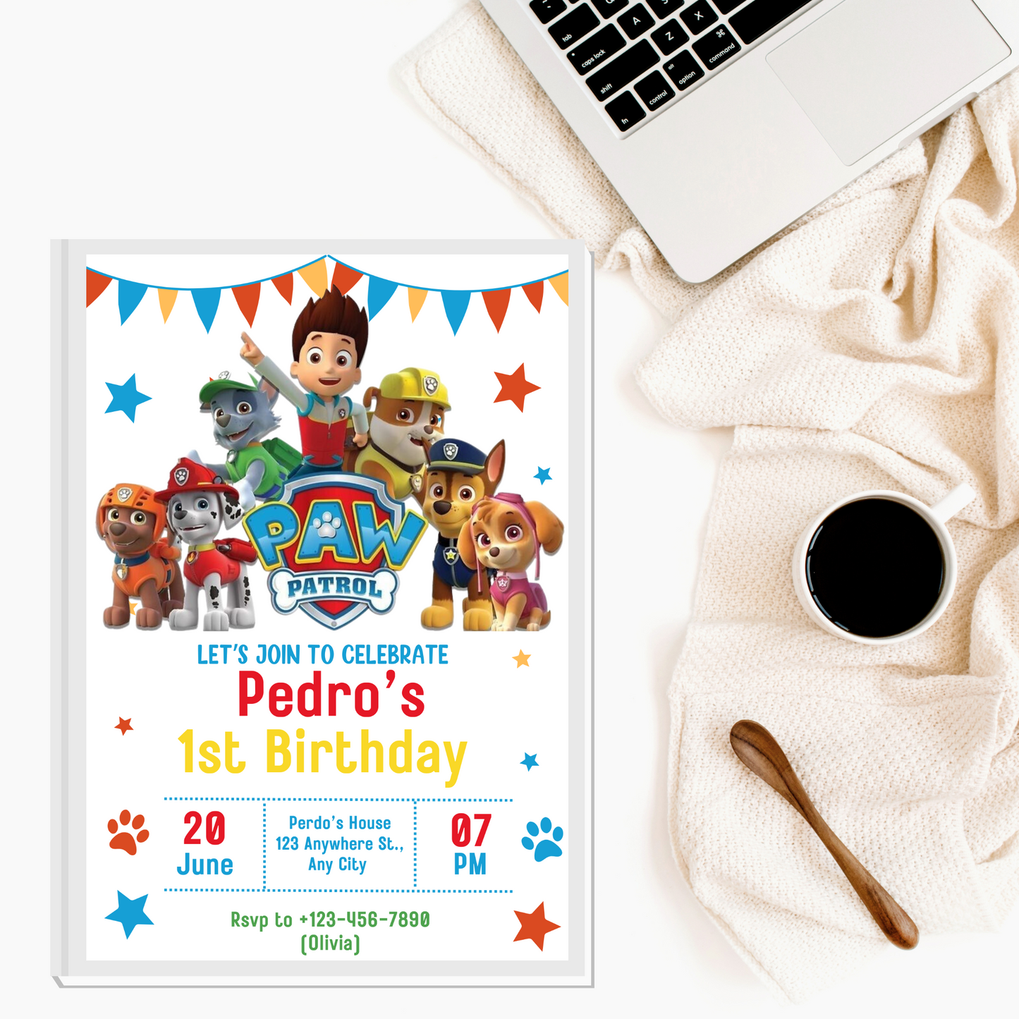 Paw Patrol Birthday Invitation | Kids Rescue Party Invite | Editable Canva Template | Printable Puppy Patrol Birthday Card