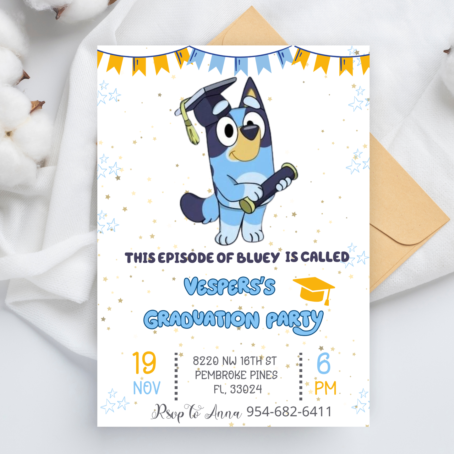Bluey Graduation Invitation | Kindergarten & Preschool Celebration | Editable School Invite
