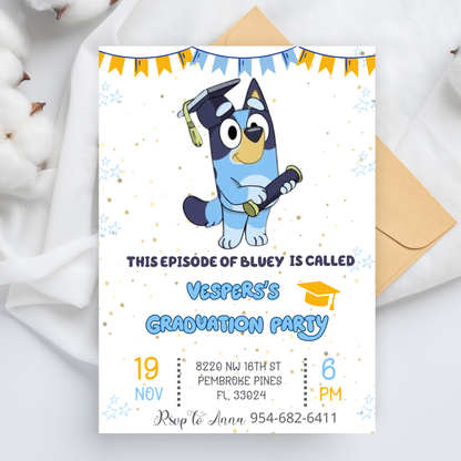 Bluey Graduation Invitation | Kindergarten & Preschool Celebration | Editable School Invite