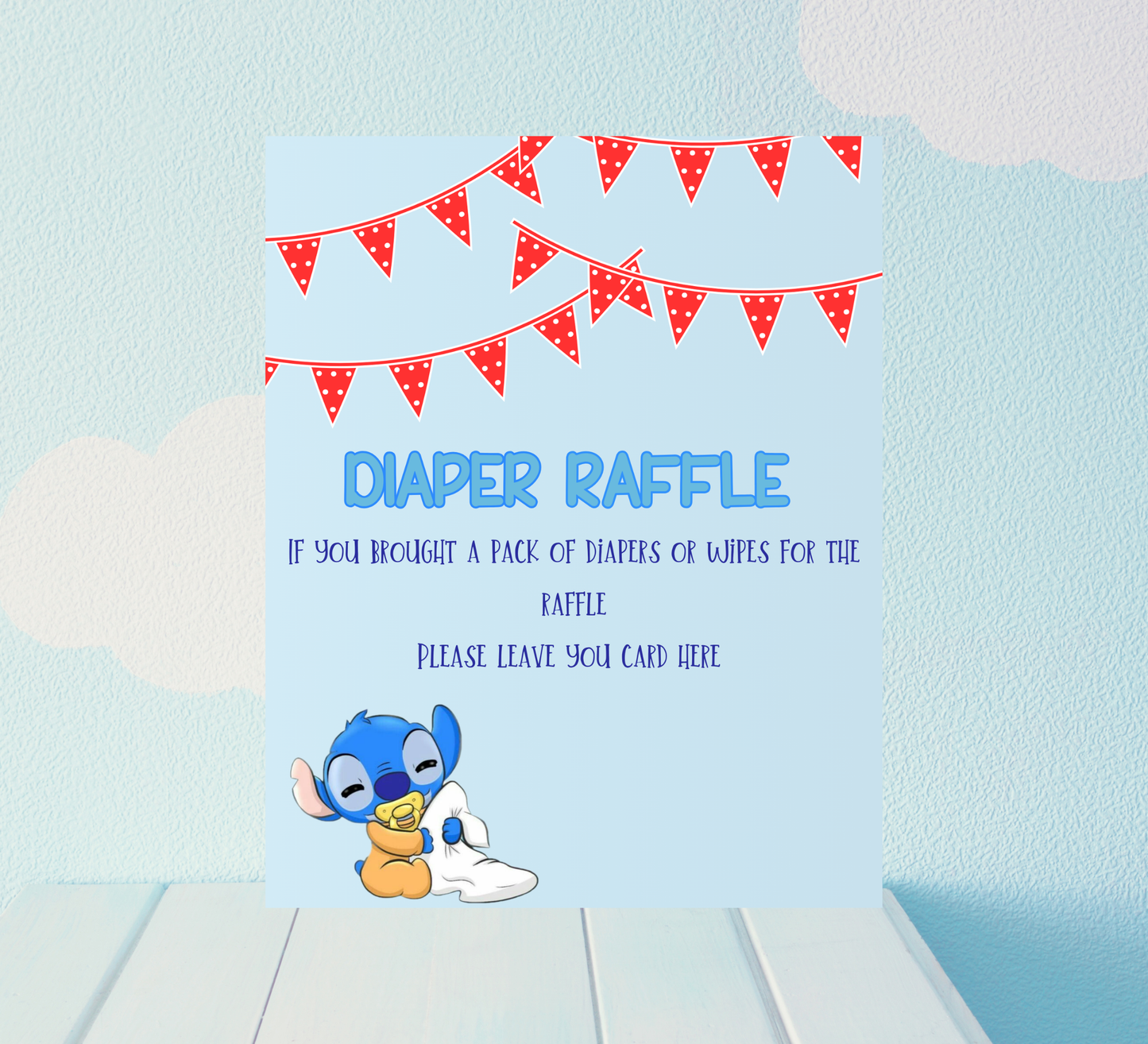 Stitch & Angel Baby Shower Games Bundle | Diaper Raffle Sign & Cards | Editable Canva Template