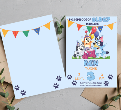 Bluey WackaDoo Birthday Invitation | Fun Kids Party Invite | Editable Canva Template