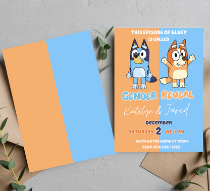 Bluey or Bingo? Gender Reveal Invitation – Editable Bluey & Bingo Party Invite Template – For Real Life!