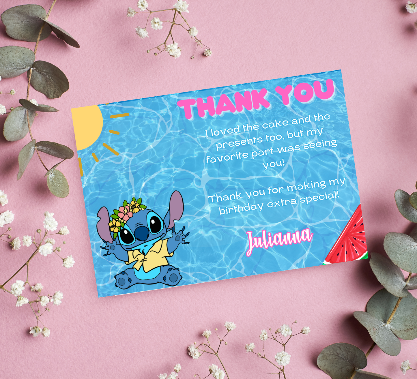Stitch Pool Hawaii Tropical Birthday Invitation | Luau Party Invite | Editable Template