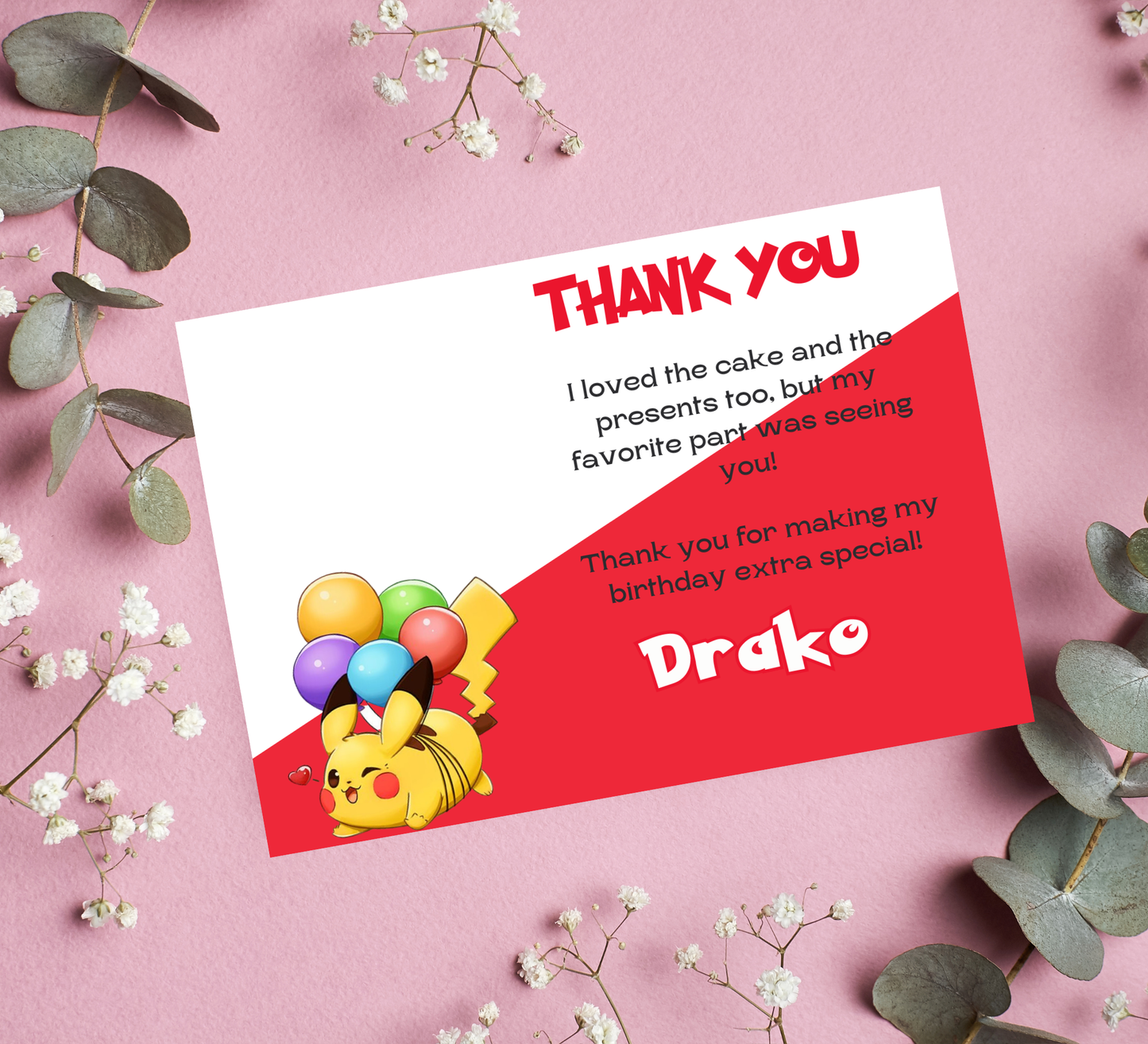 Pikachu Red Pokémon Birthday Invitation | Bold Party Invite | Editable Digital Template