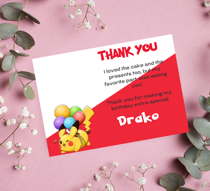 Pikachu Red Pokémon Birthday Invitation | Bold Party Invite | Editable Digital Template