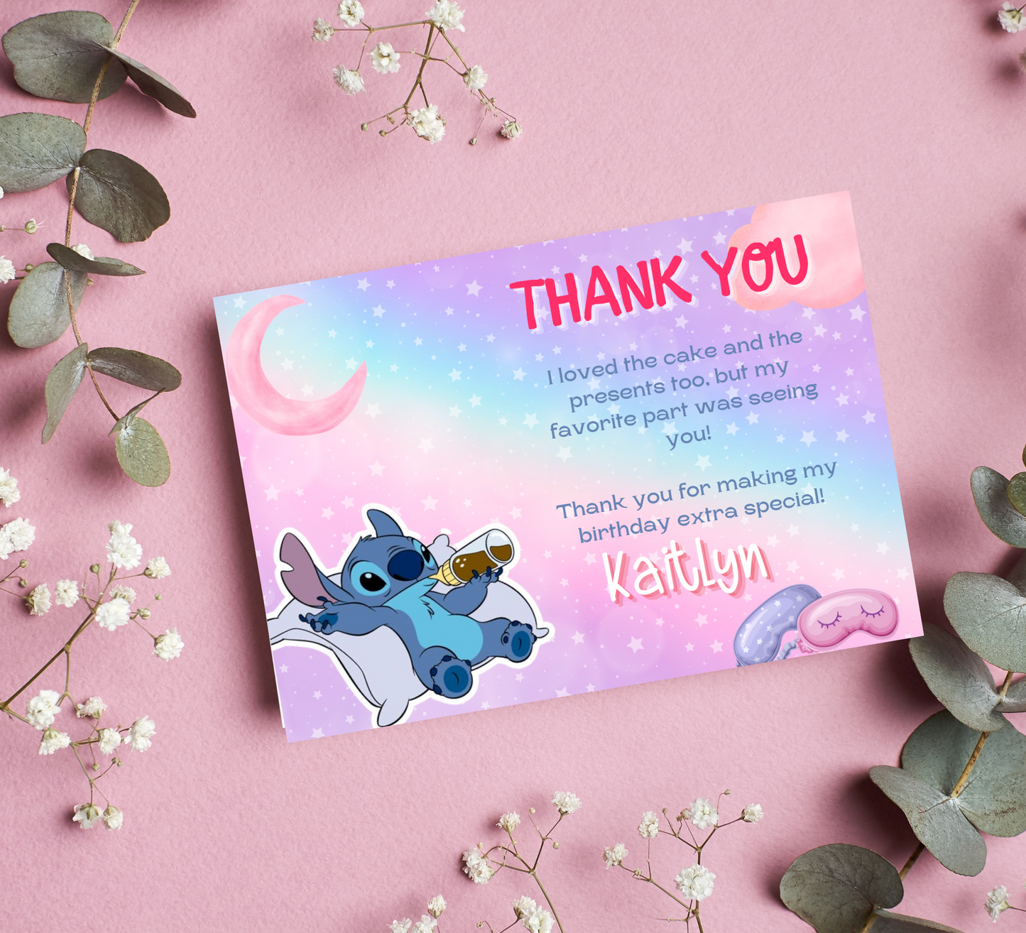 Stitch Sleepover Pajamas Party Birthday Invitation | Kawaii Slumber Party Invite | Editable Canva Template | Cute Printable Kids Birthday