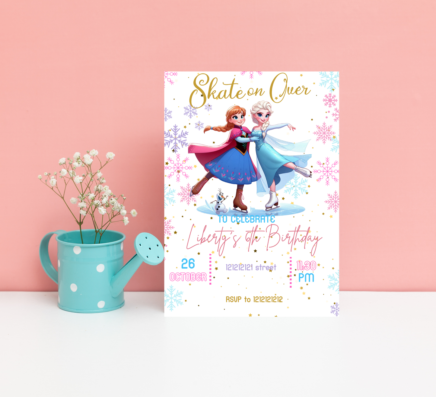 Frozen Ice Princess Roller Skating Birthday Invitation | Winter Skating Party | Editable Template