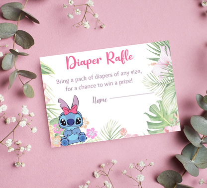 Stitch Pink Aloha Hawaii Baby Shower Invitation | Tropical Girl Baby Shower | Editable Invite