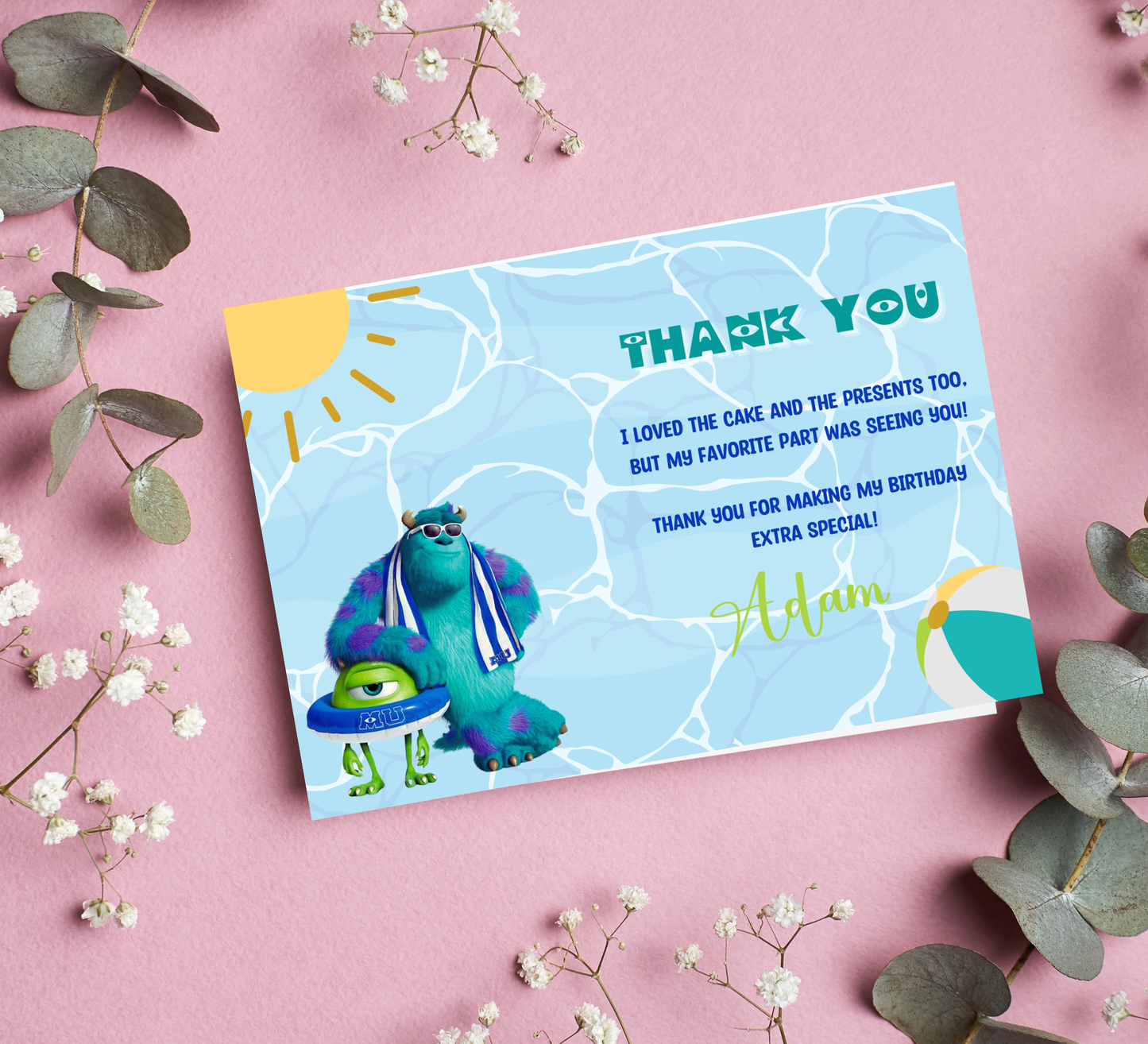 Monsters Inc Pool Birthday Invitation 💦👾 | Sulley Boo Swim Party Invite | Editable Canva Template