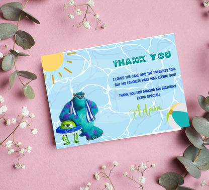 Monsters Inc Pool Birthday Invitation 💦👾 | Sulley Boo Swim Party Invite | Editable Canva Template