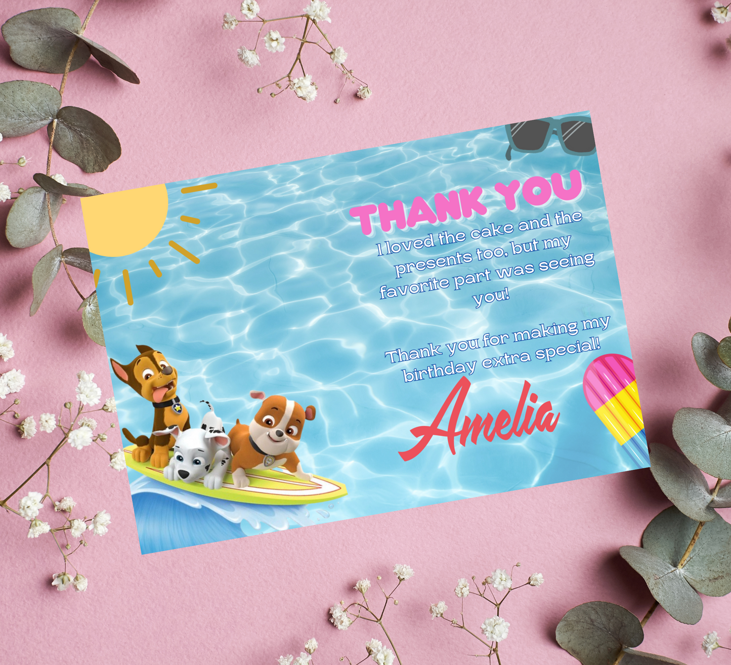 Paw Patrol Pool Birthday Invitation | Editable Canva Template | Swim Party Invite | Printable Kids Summer Birthday Invitation