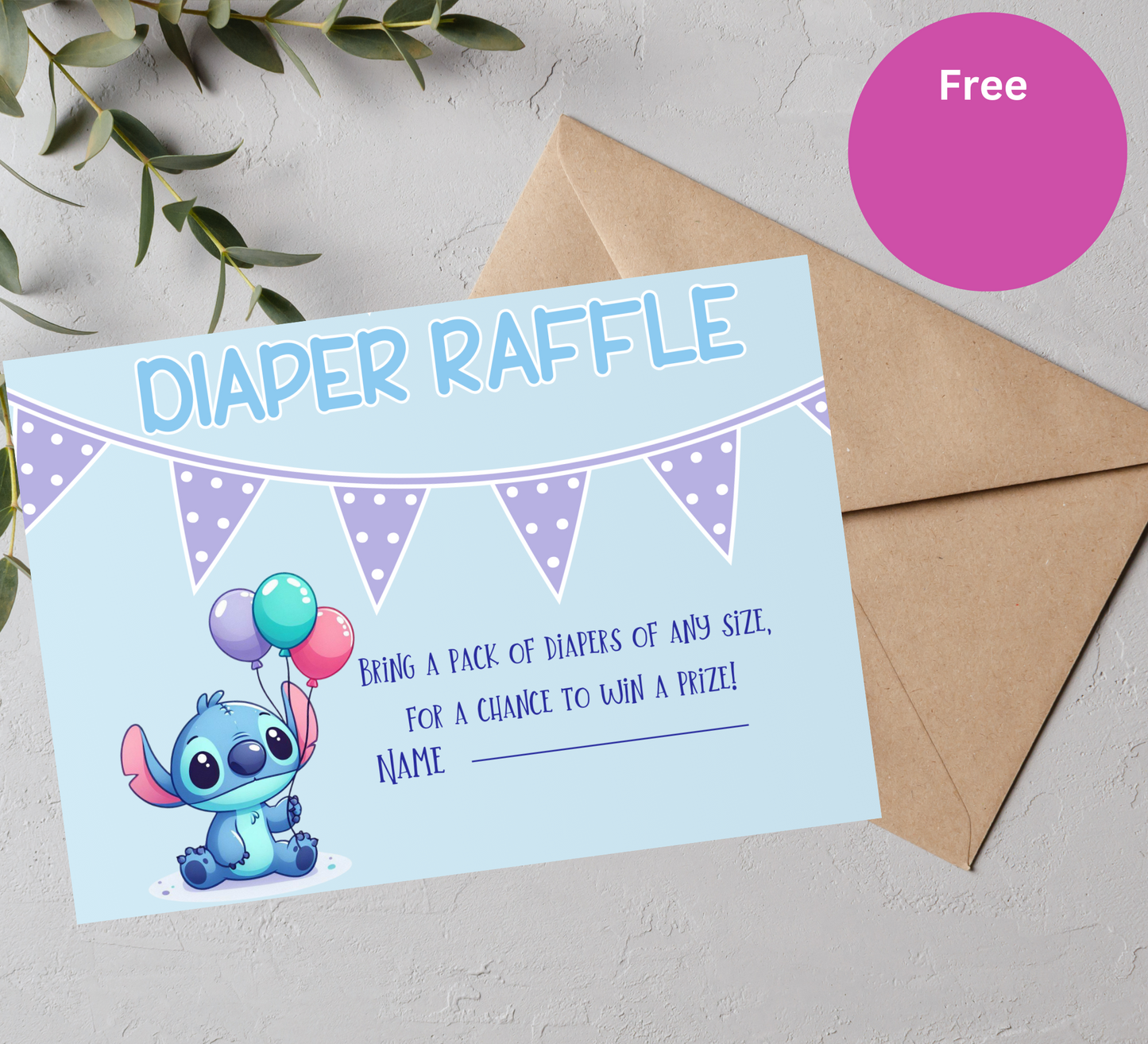 Stitch Blue Baby Shower Invitation | Editable Canva Template | Boy Baby Shower Invite | Printable Stitch Baby Shower Design