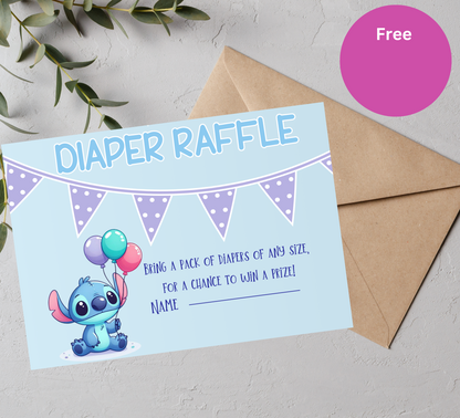 Stitch Blue Baby Shower Invitation | Editable Canva Template | Boy Baby Shower Invite | Printable Stitch Baby Shower Design