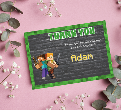 Minecraft Kids Birthday Invitation | Pixel Game Party Invite | Editable Digital Template