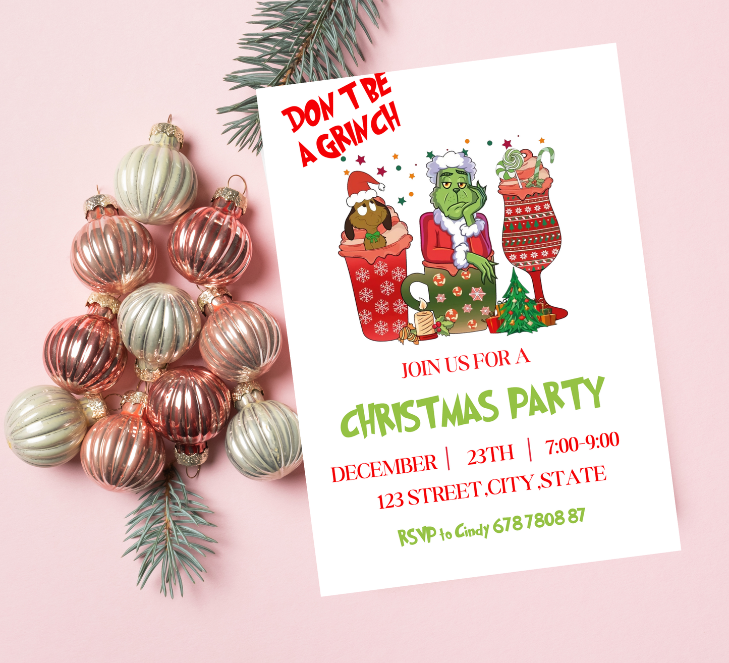 Grinchmas Winter Party Invitation 💚🎄 | Christmas Holiday Party | Editable Template