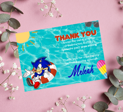 Sonic the Hedgehog & Shadow Pool Birthday Invitation | Summer Swim Party | Editable Canva Template
